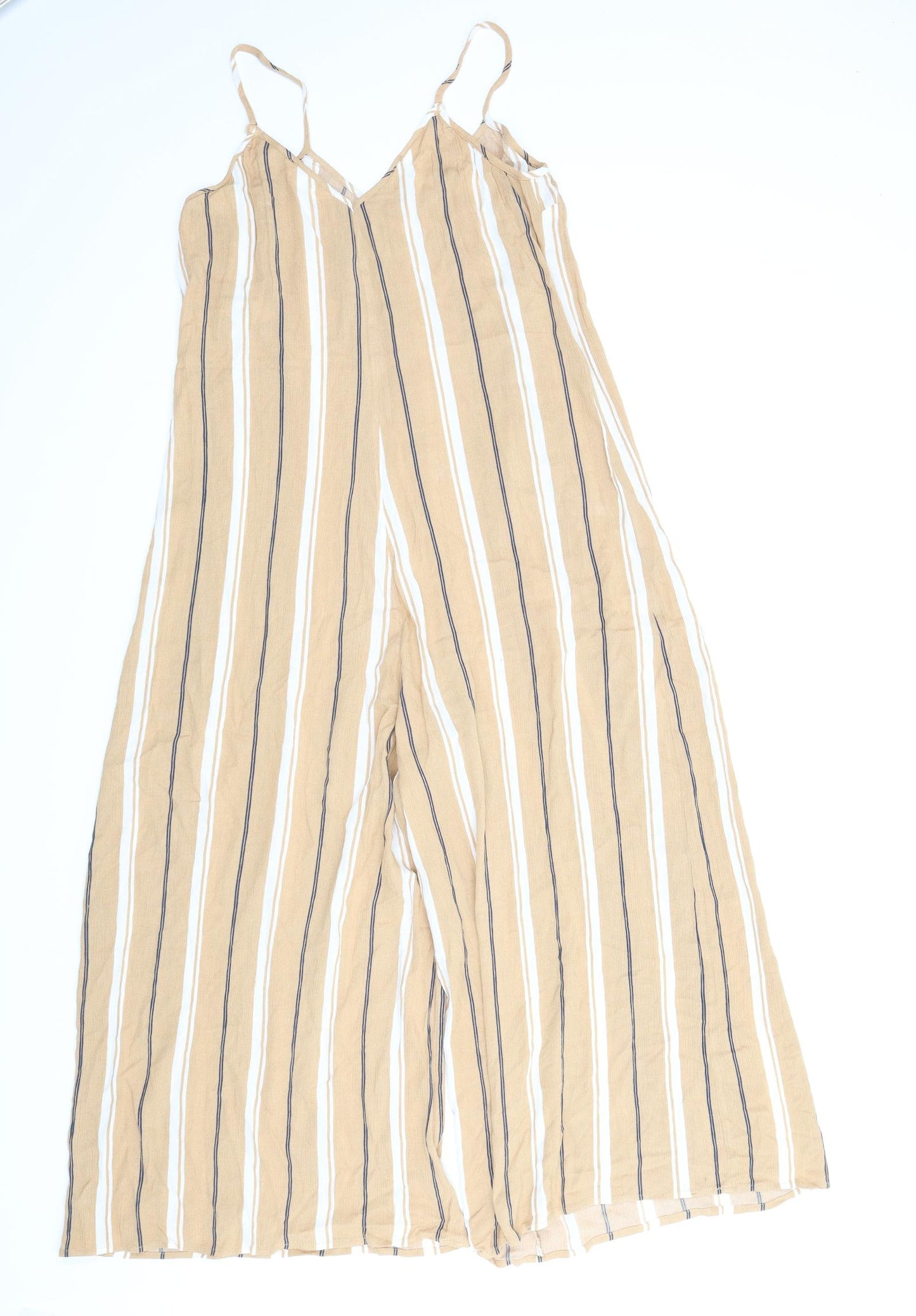 Primark Womens Beige Striped  Jumpsuit One-Piece Size 8 L23 in