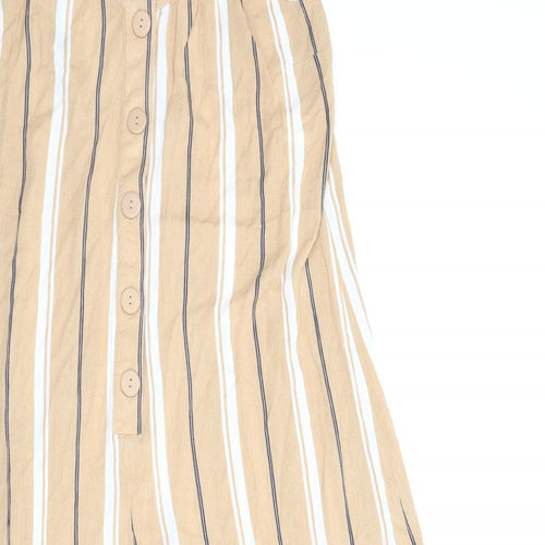 Primark Womens Beige Striped  Jumpsuit One-Piece Size 8 L23 in
