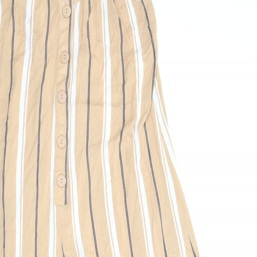 Primark Womens Beige Striped  Jumpsuit One-Piece Size 8 L23 in