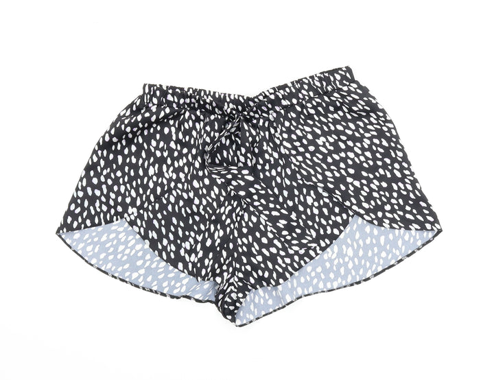 New Look Womens Black Animal Print  Capri Sleep Shorts Size 10