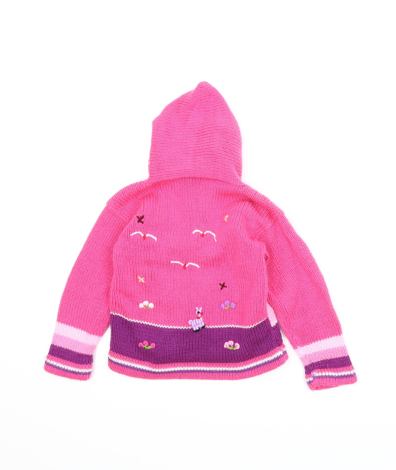 Preworn Girls Pink Animal Print  Cardigan Jumper Size 4 Years