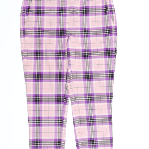 M&S Womens Purple Plaid  Pedal Pusher Trousers Size 12 L24 in