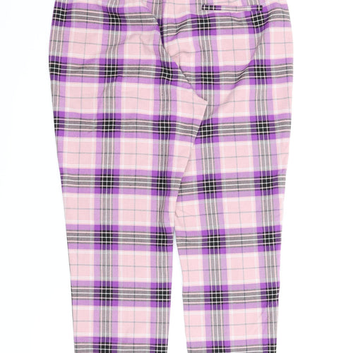 M&S Womens Purple Plaid  Pedal Pusher Trousers Size 12 L24 in