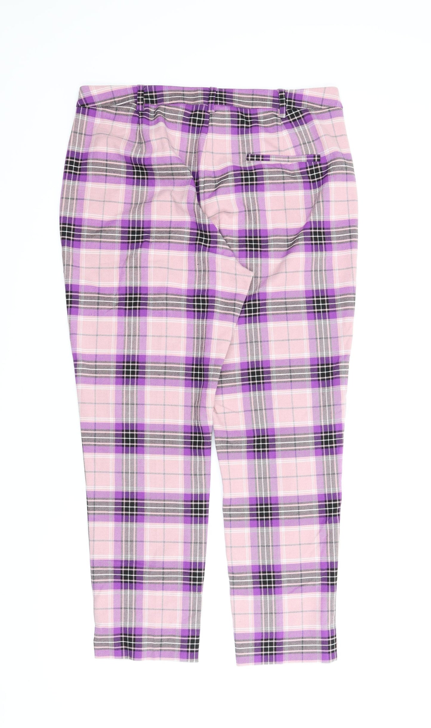 M&S Womens Purple Plaid  Pedal Pusher Trousers Size 12 L24 in