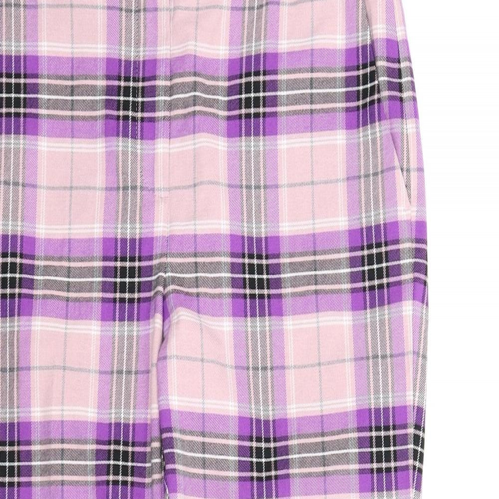 M&S Womens Purple Plaid  Pedal Pusher Trousers Size 12 L24 in
