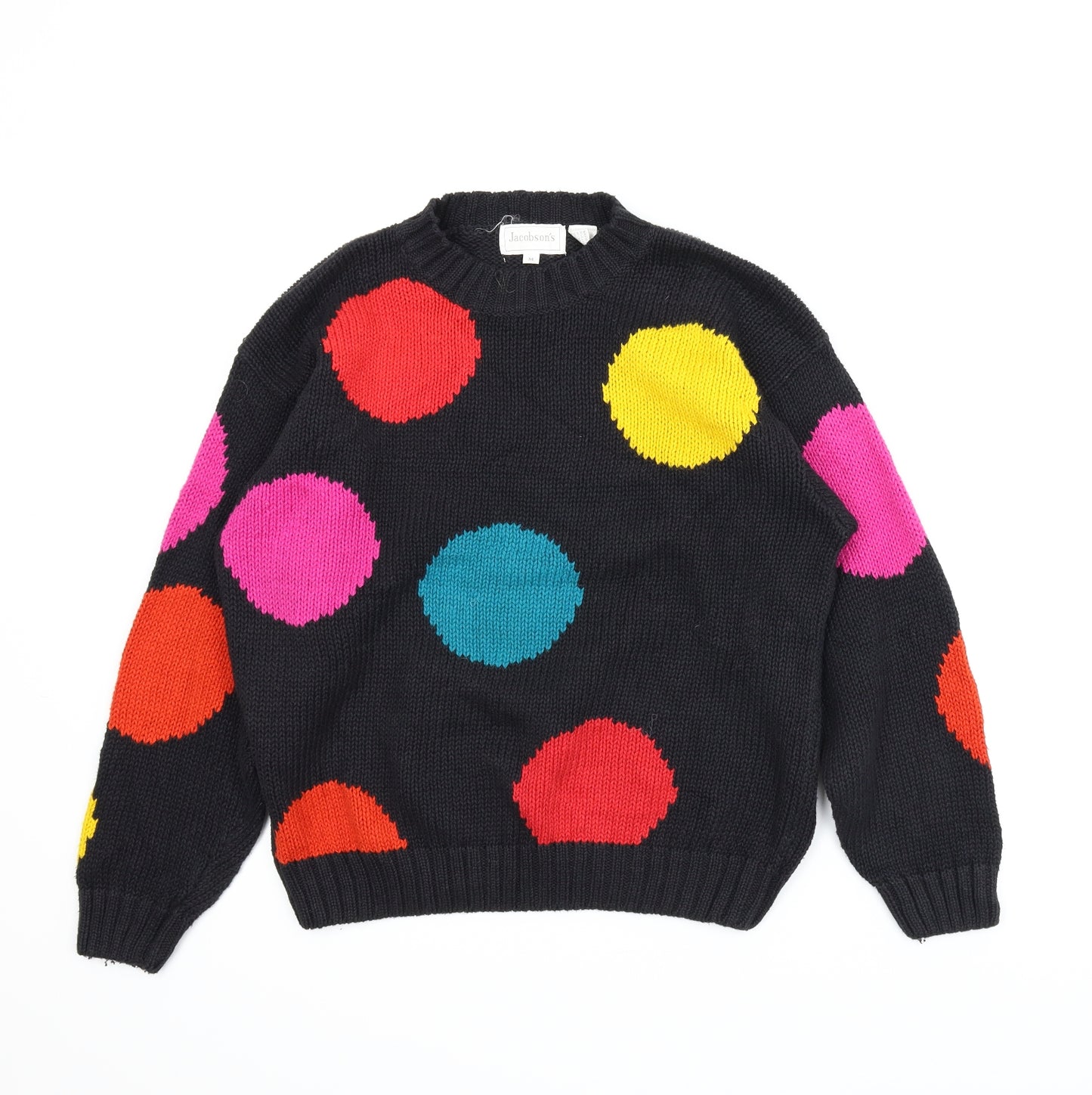 Jacobsons Womens Black Polka Dot  Pullover Jumper Size M
