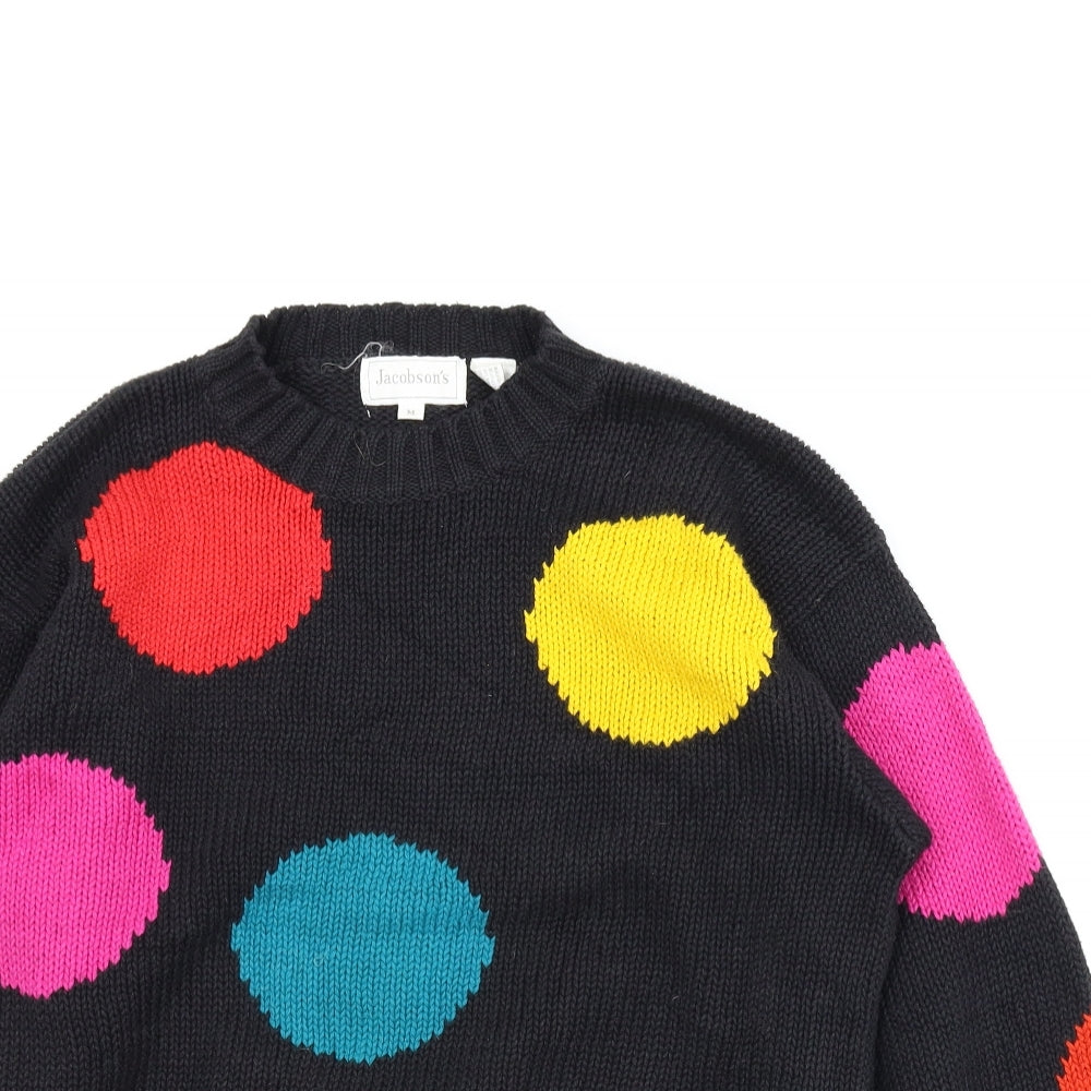 Jacobsons Womens Black Polka Dot  Pullover Jumper Size M