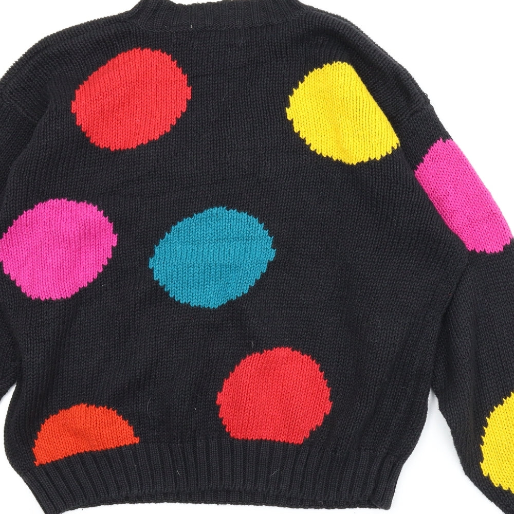 Jacobsons Womens Black Polka Dot  Pullover Jumper Size M