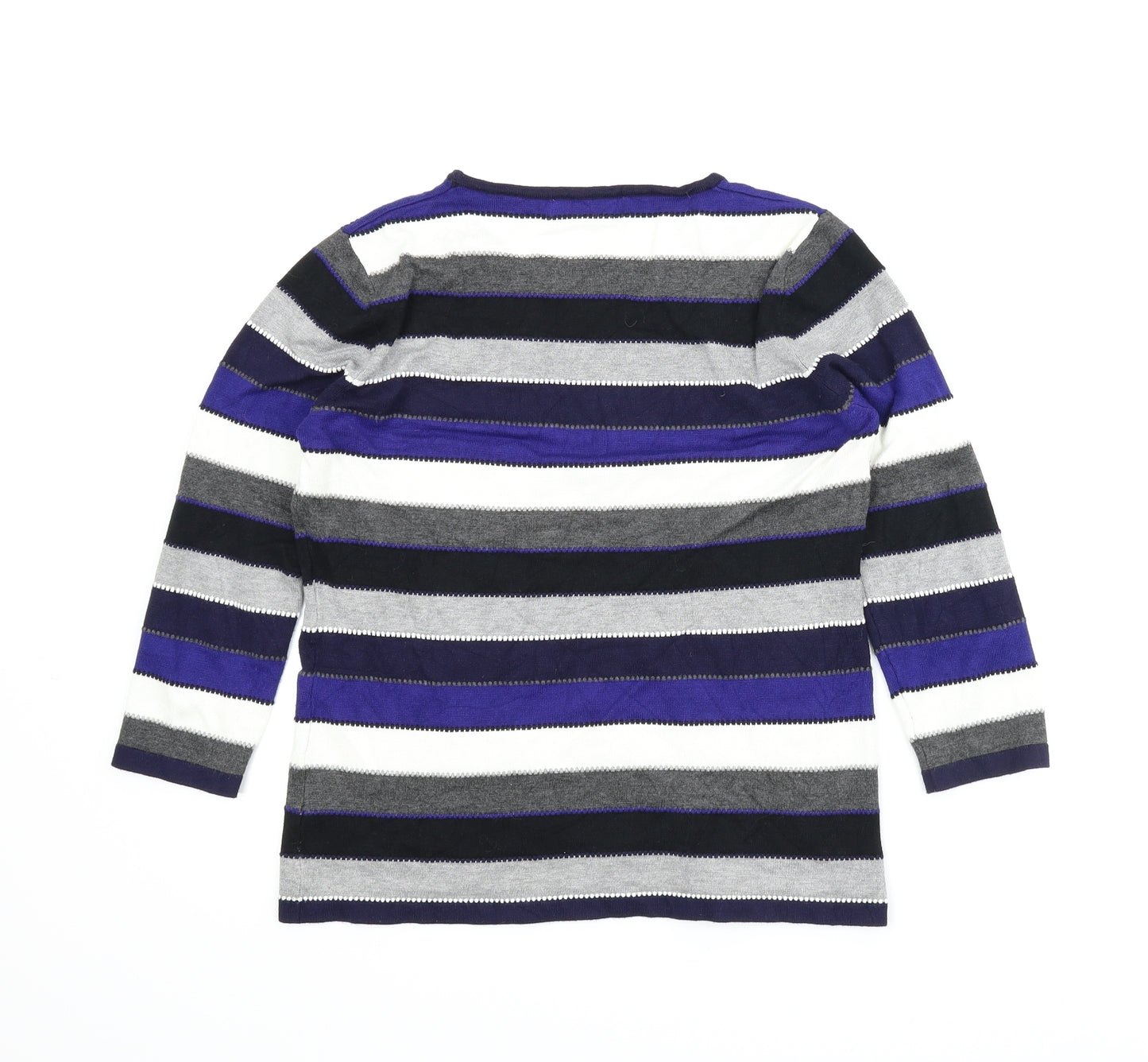 Just Elegance Womens Blue Striped  Pullover Jumper Size M