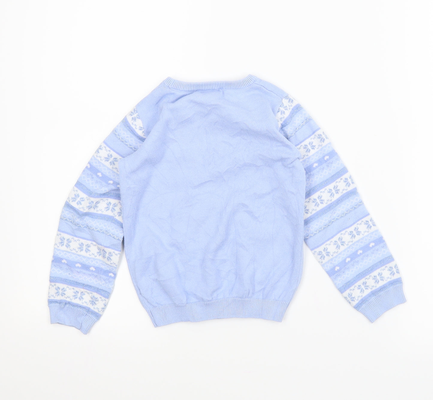 George Girls Blue Fair Isle  Pullover Jumper Size 4-5 Years  - Frozen