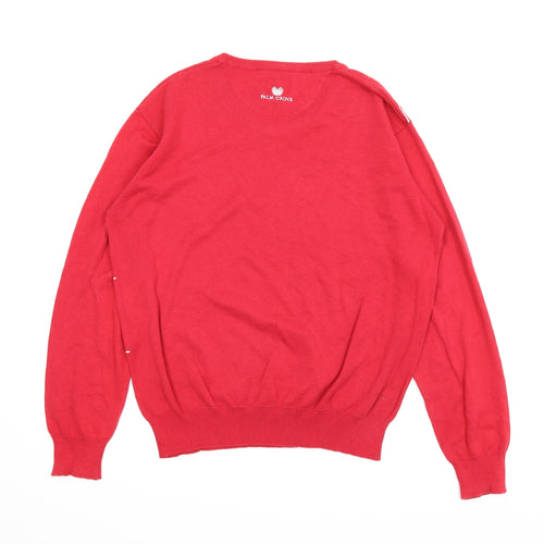 Palm Grove Mens Red Striped  Pullover Jumper Size L