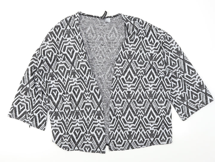 Divided Womens Black Geometric Knit Cardigan Jumper Size L