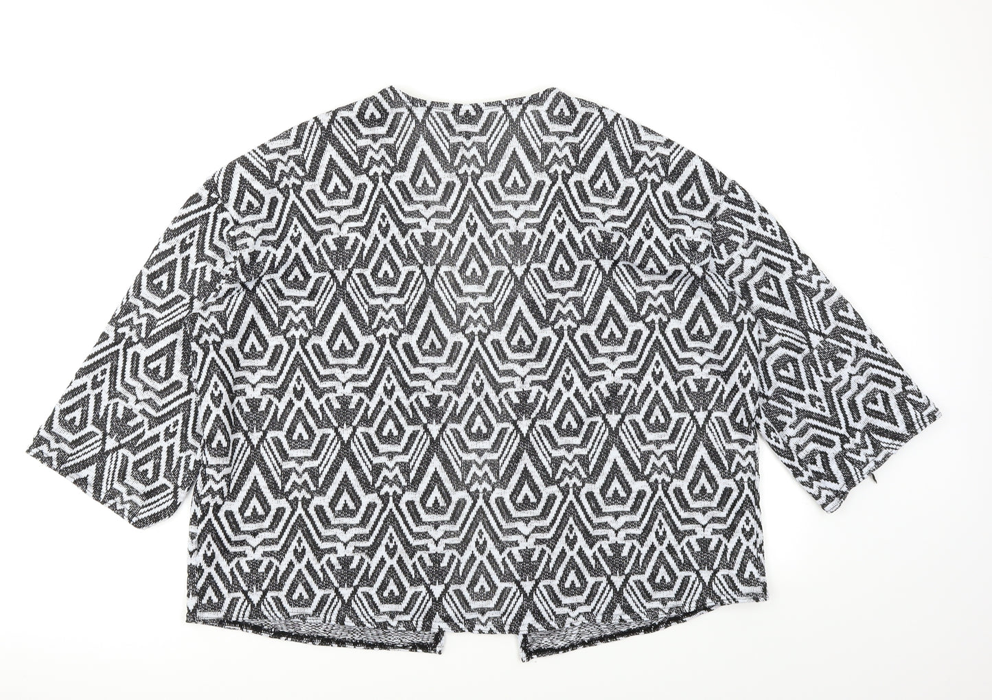 Divided Womens Black Geometric Knit Cardigan Jumper Size L