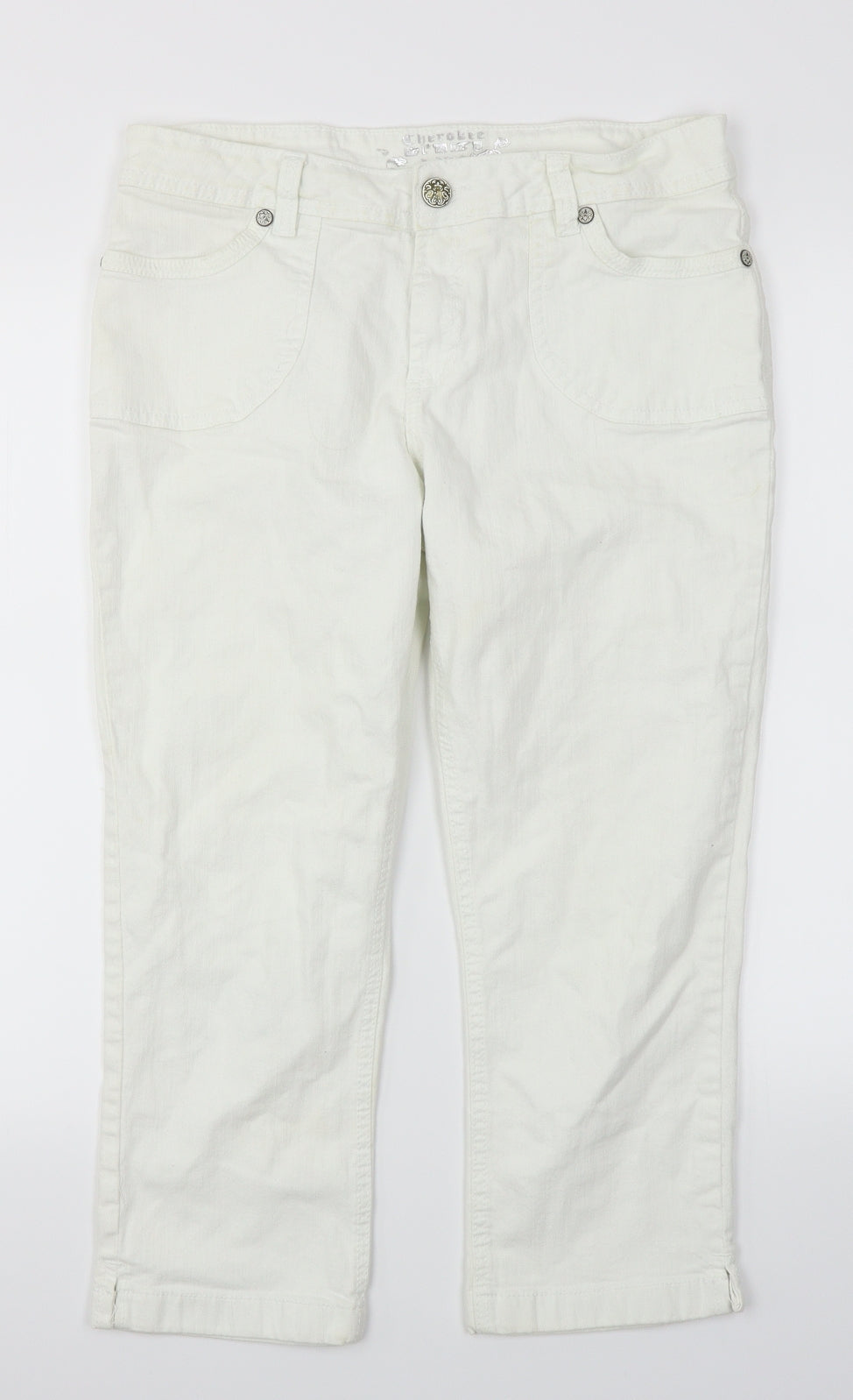 Cherokee Womens White  Denim Capri Jeans Size 14 L21 in
