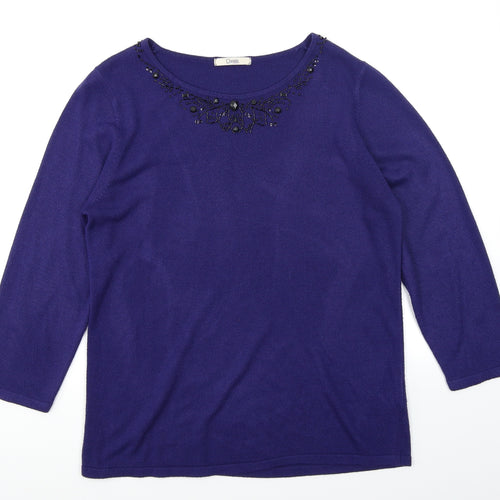 Classic Womens Blue  Knit Pullover Jumper Size 14