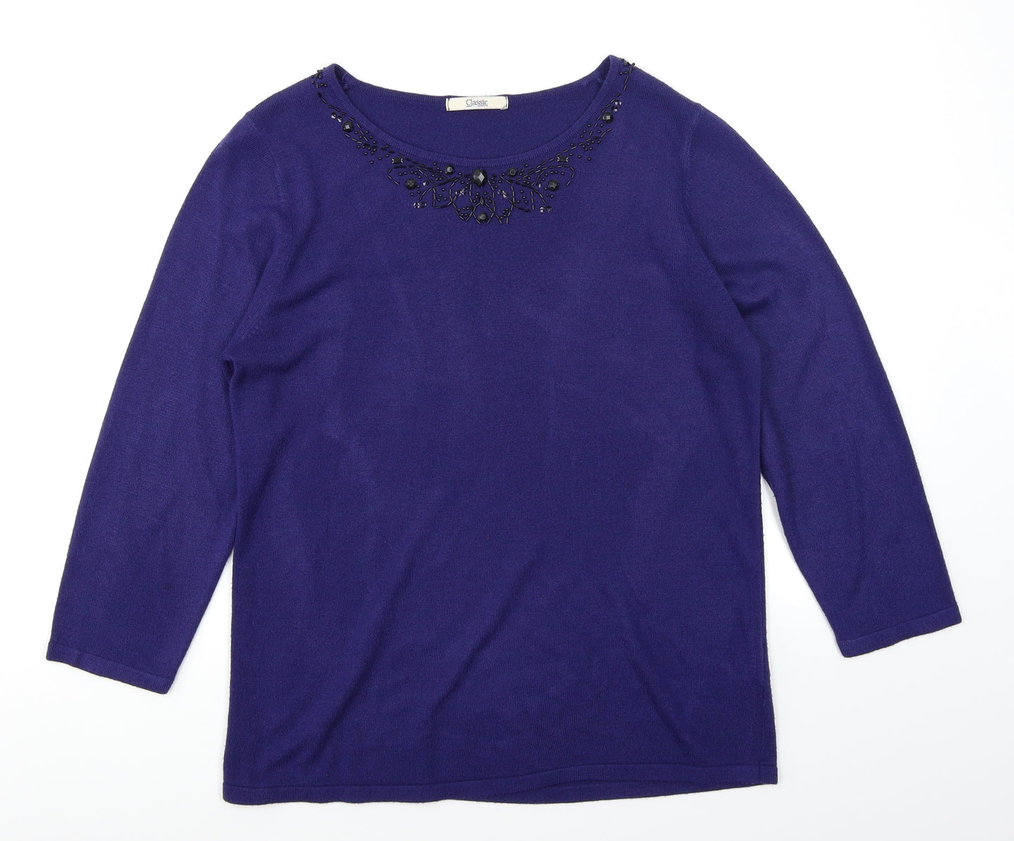 Classic Womens Blue  Knit Pullover Jumper Size 14