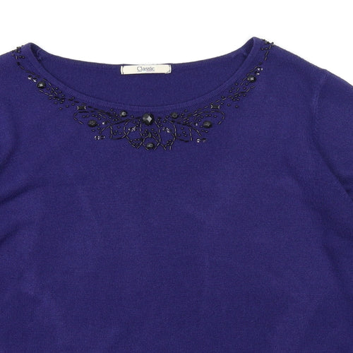 Classic Womens Blue  Knit Pullover Jumper Size 14