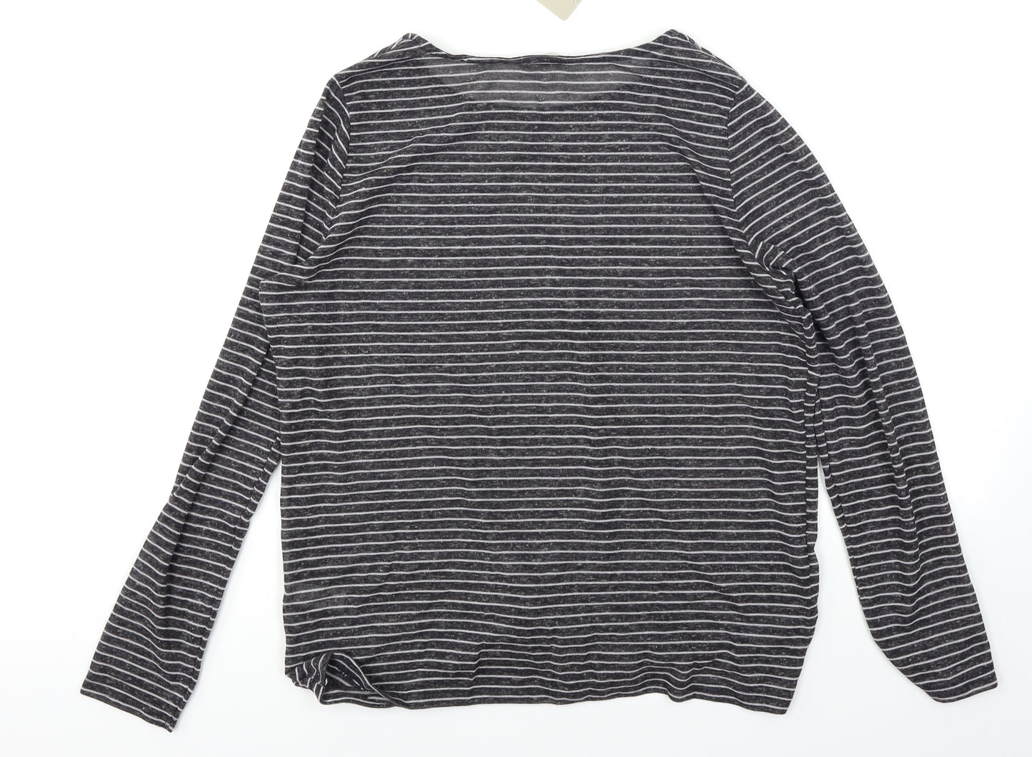 TU Womens Grey Striped  Basic T-Shirt Size 16