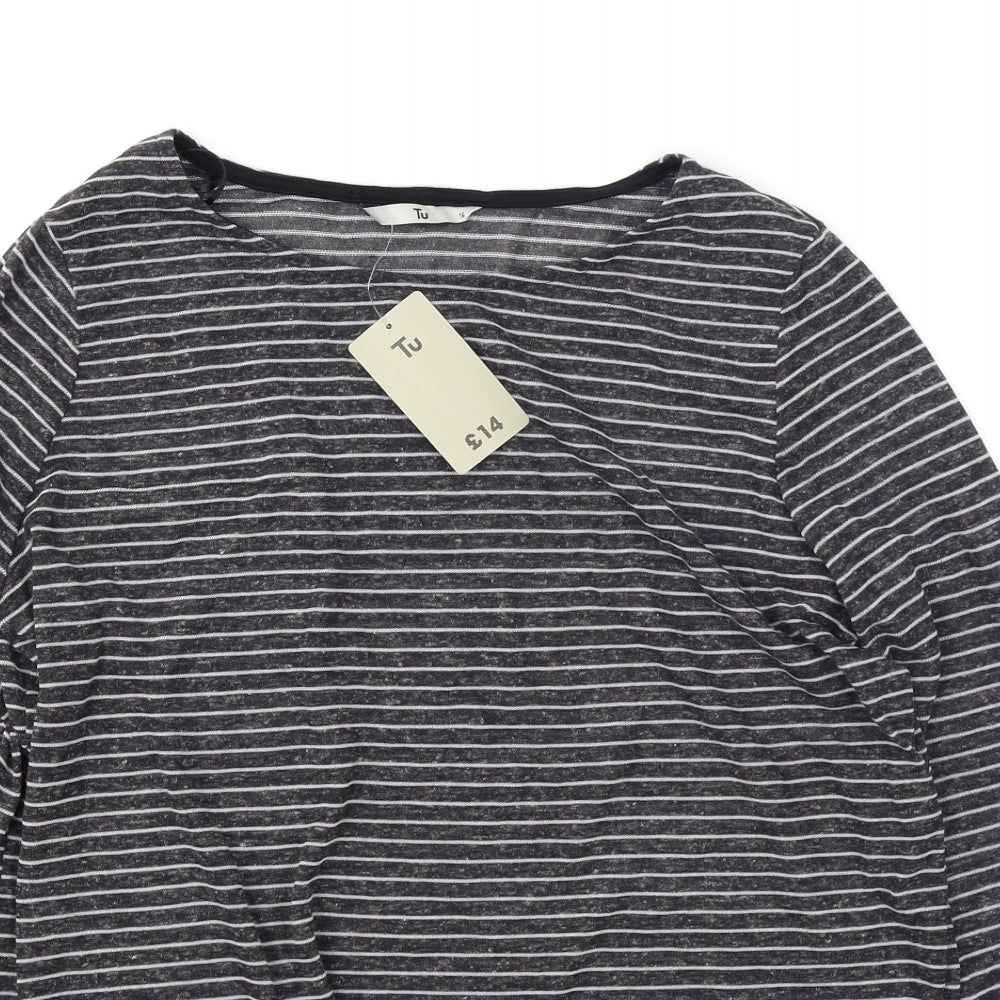 TU Womens Grey Striped  Basic T-Shirt Size 16