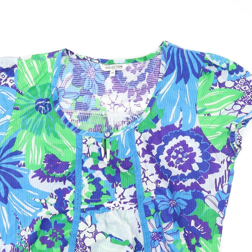 The Collection Womens Blue Floral  Basic Blouse Size 14