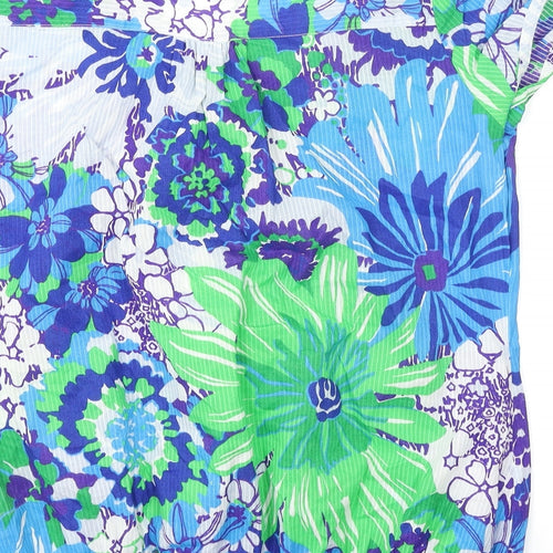 The Collection Womens Blue Floral  Basic Blouse Size 14