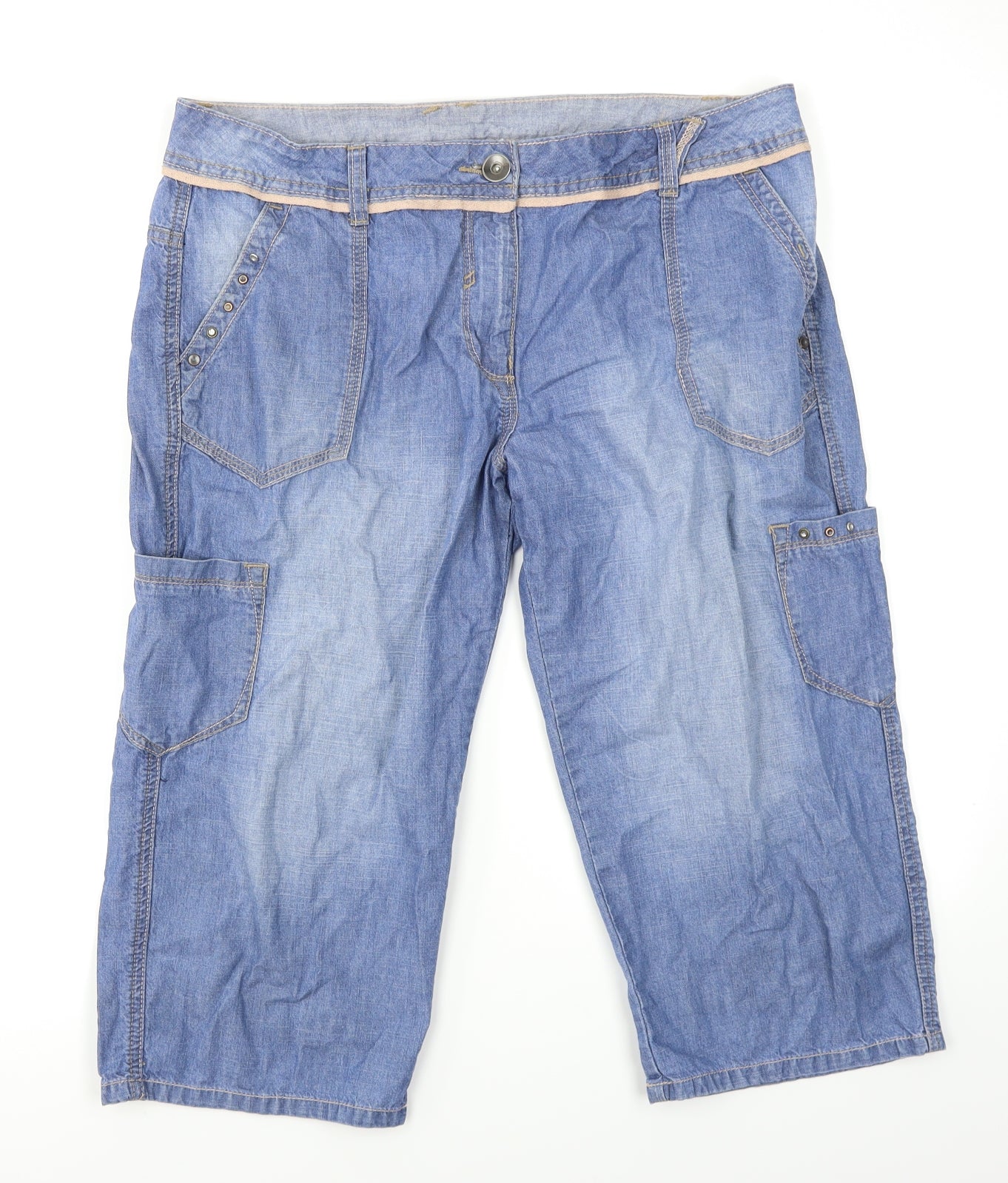 George Womens Blue  Denim Cargo Shorts Size 14