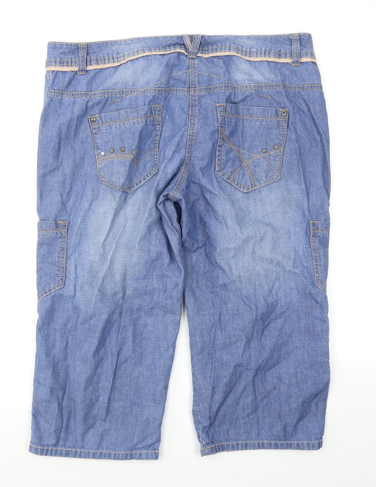 George Womens Blue  Denim Cargo Shorts Size 14