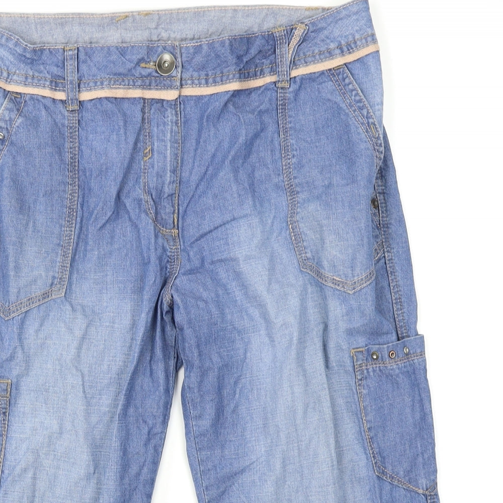 George Womens Blue  Denim Cargo Shorts Size 14