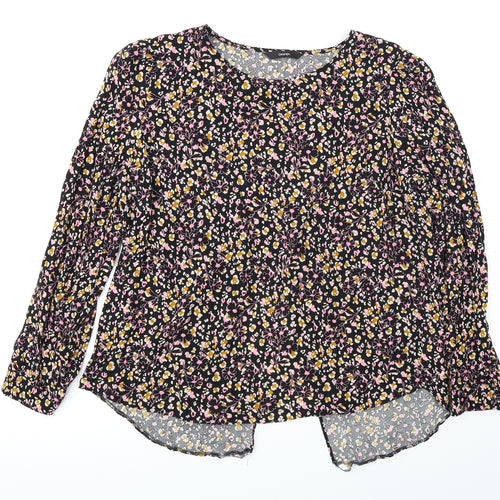 George Womens Black Floral  Basic T-Shirt Size 10