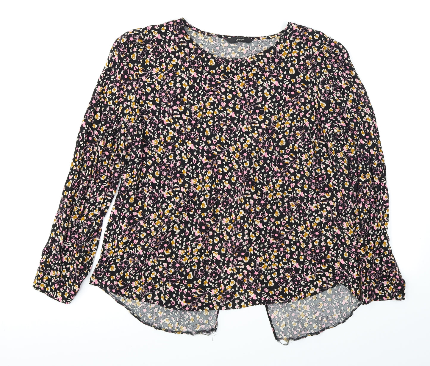 George Womens Black Floral  Basic T-Shirt Size 10
