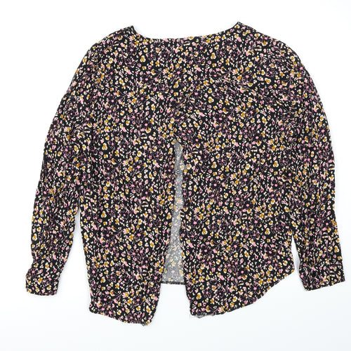 George Womens Black Floral  Basic T-Shirt Size 10
