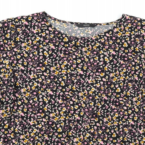 George Womens Black Floral  Basic T-Shirt Size 10