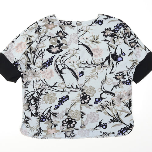 George Womens Blue Floral  Basic Blouse Size 12