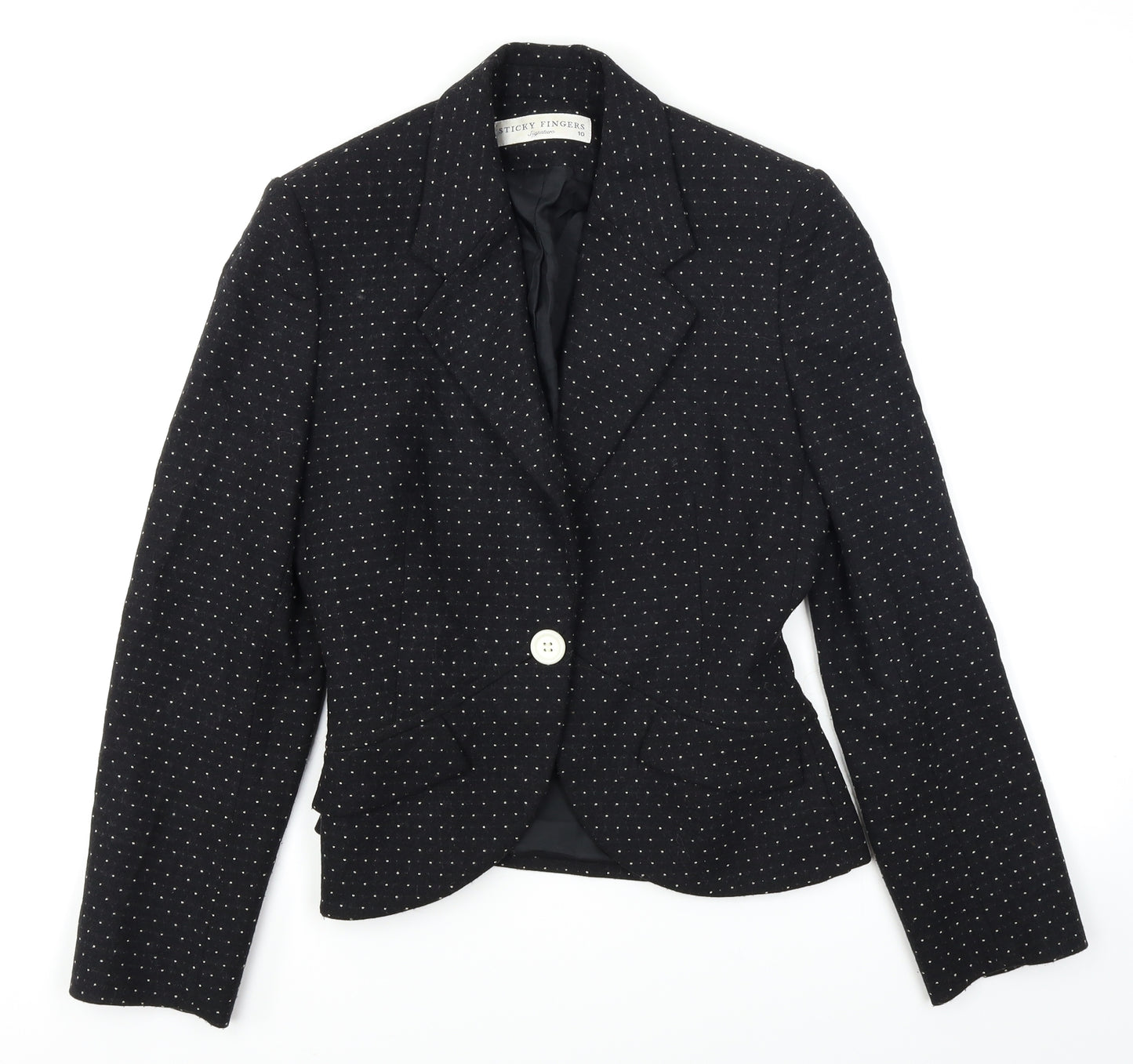 Sticky Fingers Womens Black Polka Dot  Jacket Blazer Size 10