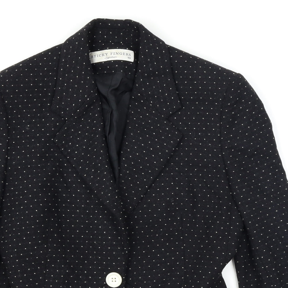 Sticky Fingers Womens Black Polka Dot  Jacket Blazer Size 10