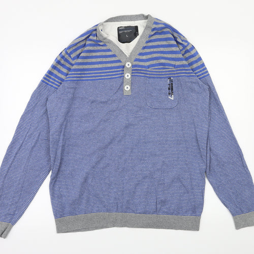 NEXT Mens Blue Striped  Pullover Hoodie Size L
