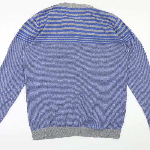 NEXT Mens Blue Striped  Pullover Hoodie Size L