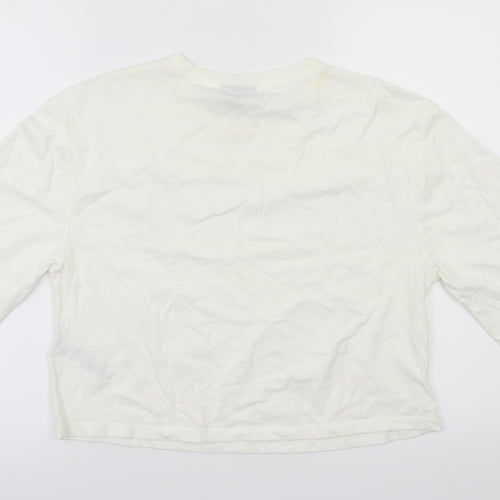 Topshop Womens White Floral  Basic T-Shirt Size 10