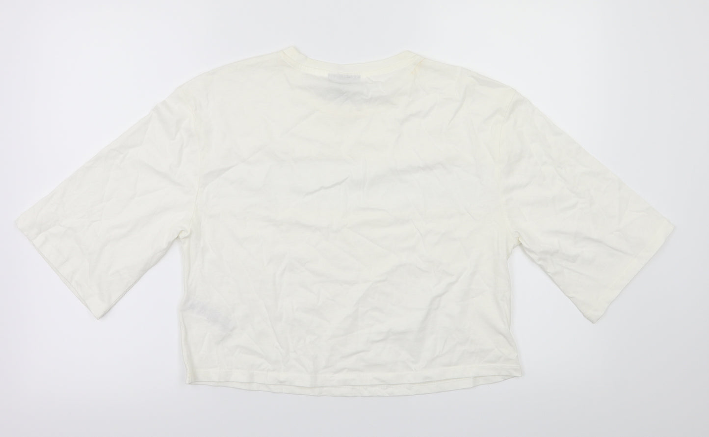 Topshop Womens White Floral  Basic T-Shirt Size 10