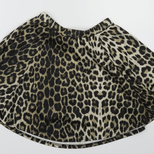 River Island Womens Brown Animal Print  Flare Skirt Size 8  - Stretch waistband