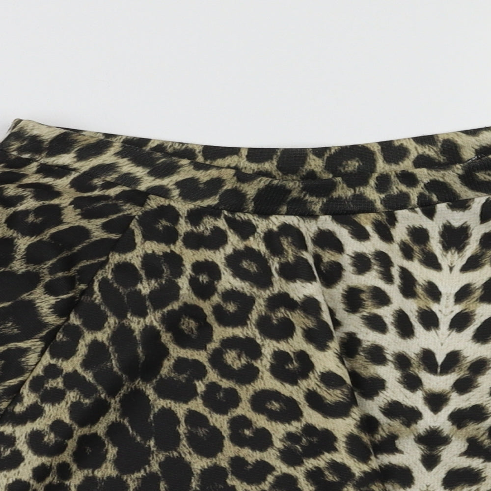 River Island Womens Brown Animal Print  Flare Skirt Size 8  - Stretch waistband