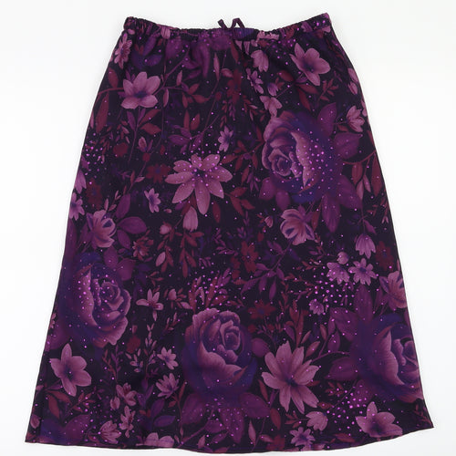 Berkertex Womens Purple Floral  A-Line Skirt Size 12  - Stretch waistband
