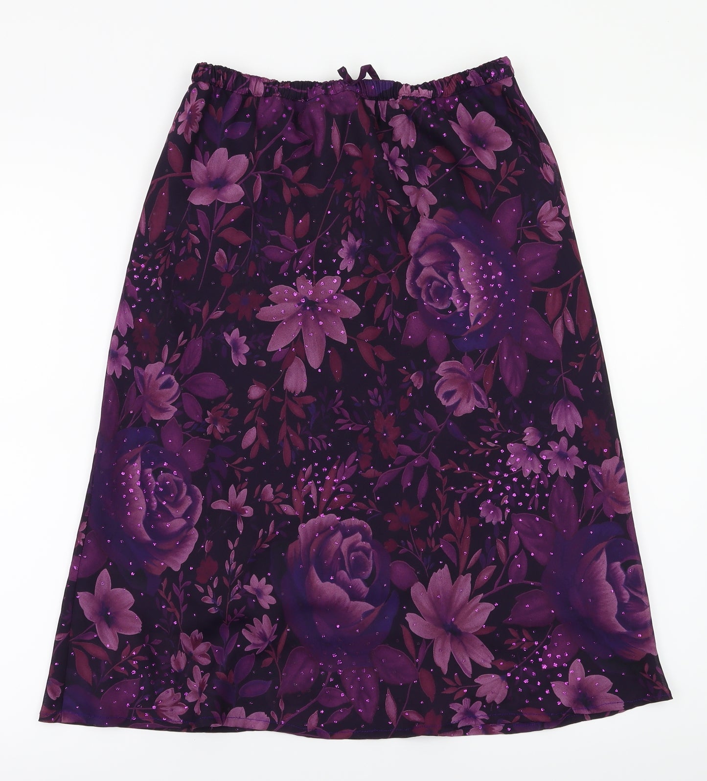 Berkertex Womens Purple Floral  A-Line Skirt Size 12  - Stretch waistband