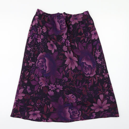 Berkertex Womens Purple Floral  A-Line Skirt Size 12  - Stretch waistband