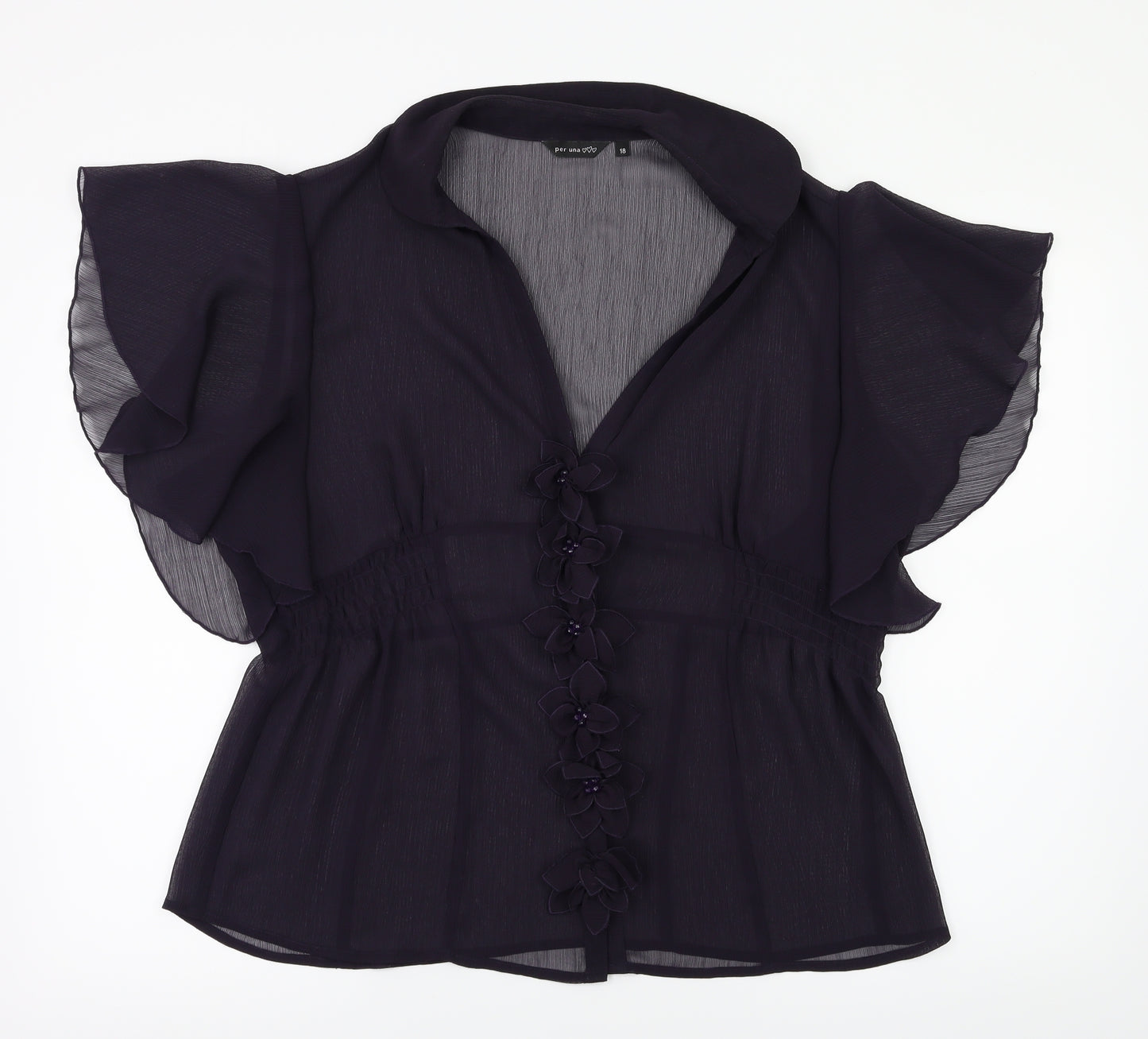 Per Una Womens Purple Floral  Basic Blouse Size 18
