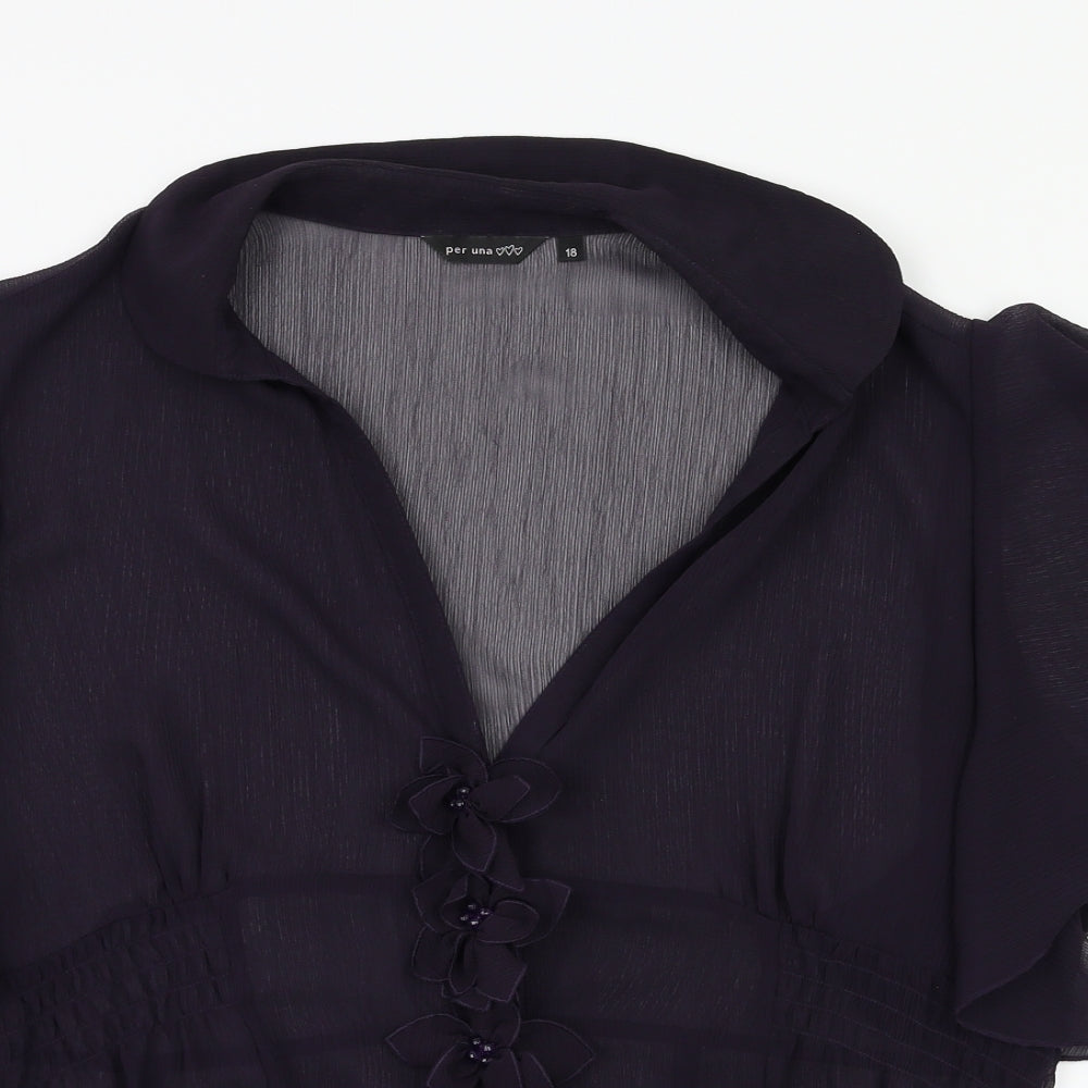 Per Una Womens Purple Floral  Basic Blouse Size 18