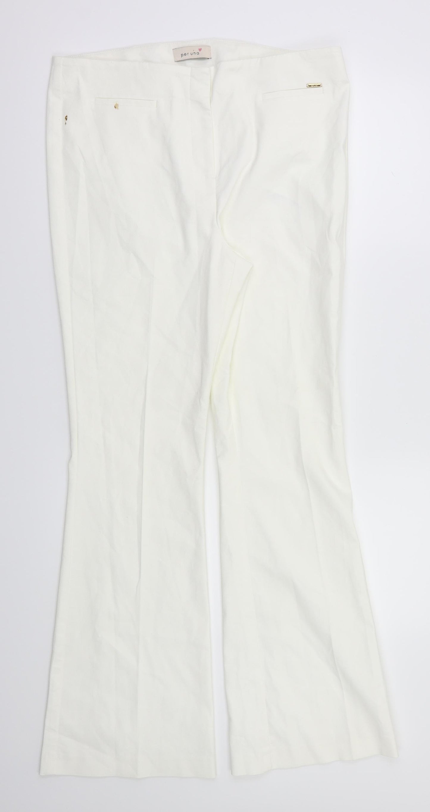 M&S Womens Ivory   Trousers  Size 14 L31 in