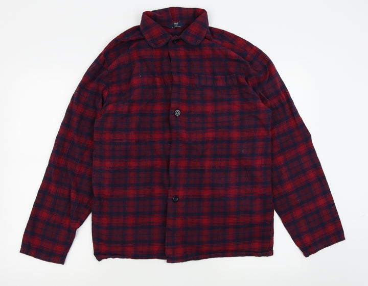 M&S Mens Red Check   Button-Up Size M