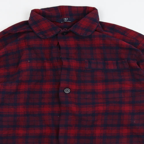 M&S Mens Red Check   Button-Up Size M