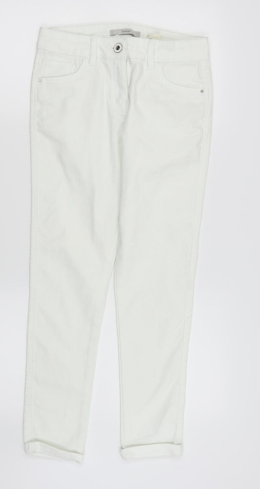 Front view of Asda George women’s white skinny jeans, size UK 8, 24-inch leg